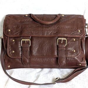 HYPE Brown Pebbled Leather Laptop Shoulder Messenger Briefcase Satchel Bag